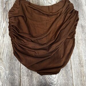 Brown Ruched Skirt - Draped Silhouette